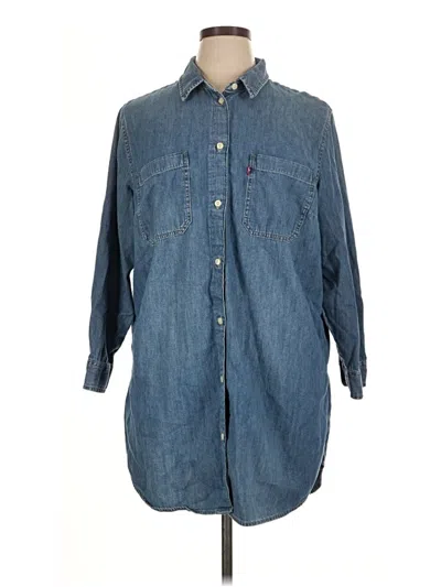 Pre-owned Levi's 3/4 Sleeve Button Down Shirt In Blue