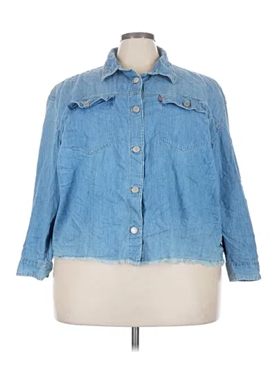 Pre-owned Levi's 3/4 Sleeve Button Down Shirt In Blue
