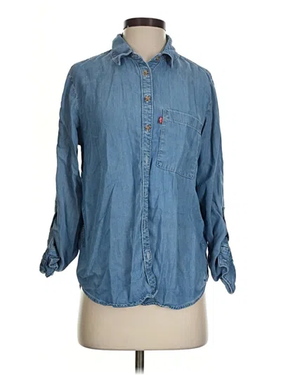 Pre-owned Levi's 3/4 Sleeve Button Down Shirt In Blue
