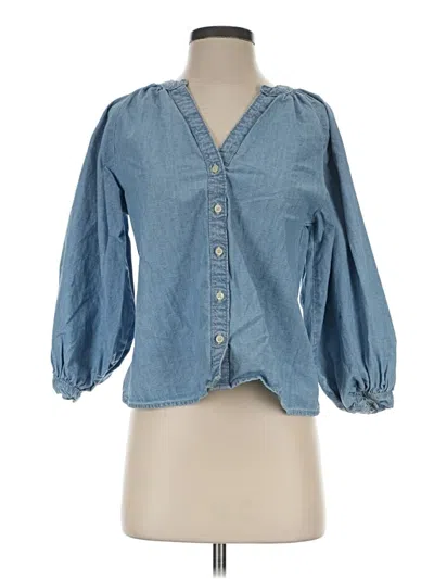Pre-owned Levi's 3/4 Sleeve Button Down Shirt In Blue