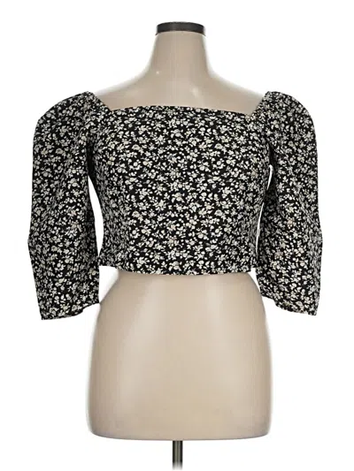 Pre-owned Levi's 3/4 Sleeve Top Black Sweetheart Neckline Tops