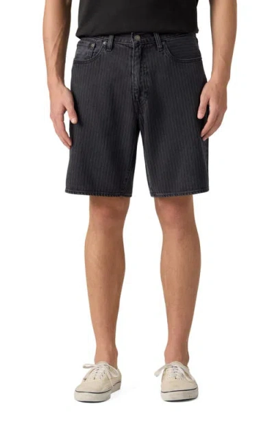 Levi's 468 Striped Loose Shorts In Black