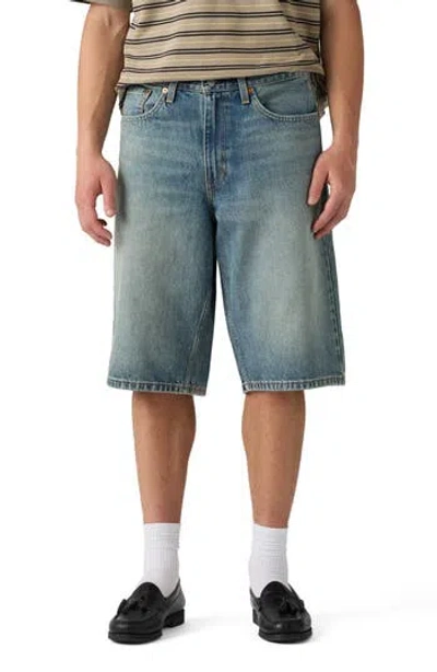 Levi's 470 Low Rise Baggy Denim Shorts In White