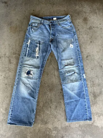 Pre-owned Levi's 501 30x28.5 Patchwork Denim Jeans In Blue