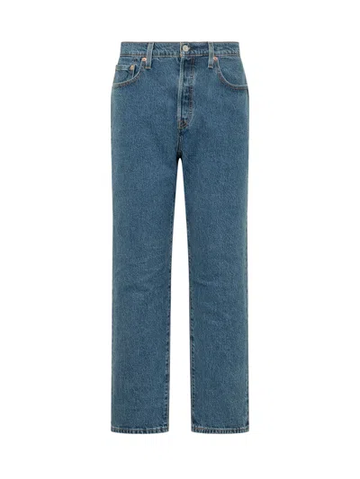 Levi's 501 Crop Denim Jeans "listen To You" In Med Indigo