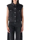 Levi's Womens Black 90s Shrunken Rhinestone-embellished Denim Trucker Vest Xs In Black