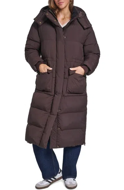 Levi's Box Quilted Cinch Waist Puffer Coat In Burgundy