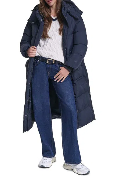 Levi's Box Quilted Cinch Waist Puffer Coat In Blue