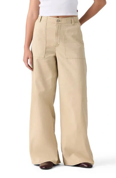 Levi's Cinch High Waist Baggy Wide Leg Fatigue Pants In Brown