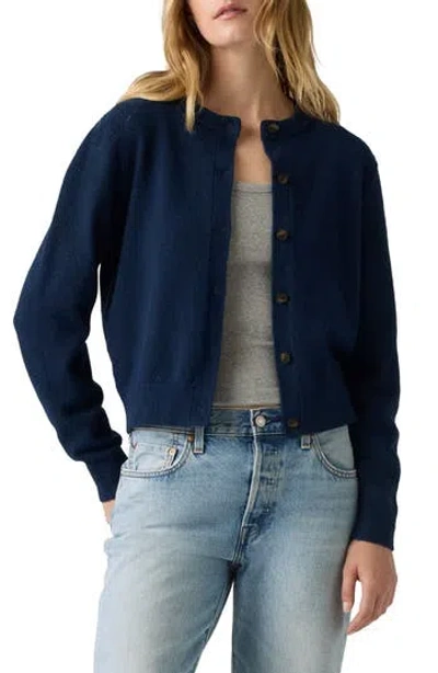 Levi's Supersoft Pointelle Crewneck Cardigan In Blue