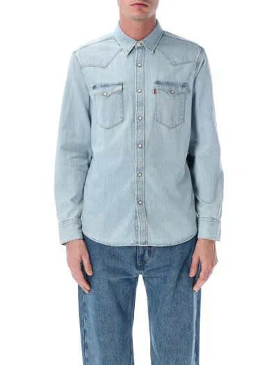 Levi's Classic Western Shirt - Size L In Blue