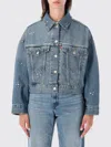 Levi's Cropped Denim Jacket With Button-up Front And Rhinestone Embellishments In Blue