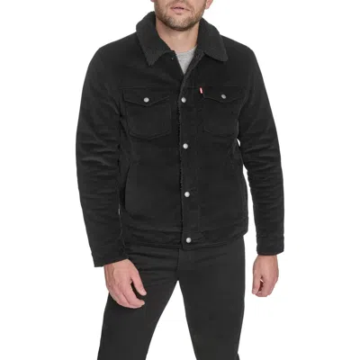 Levi's Corduroy & Faux Shearling Depot Jacket In Black