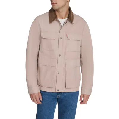 Levi's Corduroy Collar Cotton Canvas Jacket In Pink