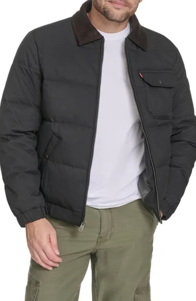 Levi's Corduroy Collar Midweight Quilted Jacket In Black
