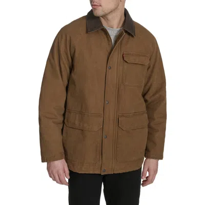 Levi's Cotton Canvas Field Jacket With Corduroy Collar In Brown