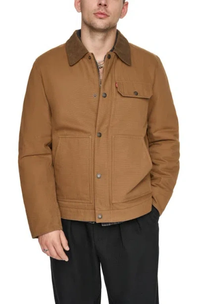 Levi's Cotton Canvas Zip Jacket In Brown