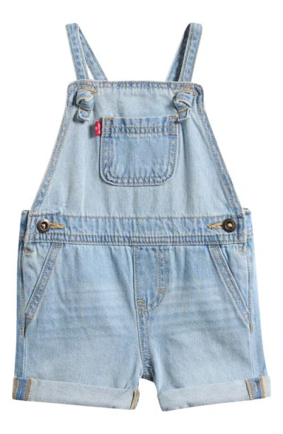 Levi's Babies'  Cotton Denim Short Overalls In Blue