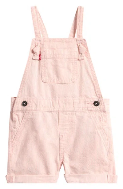 Levi's Babies'  Cotton Denim Short Overalls In Pink