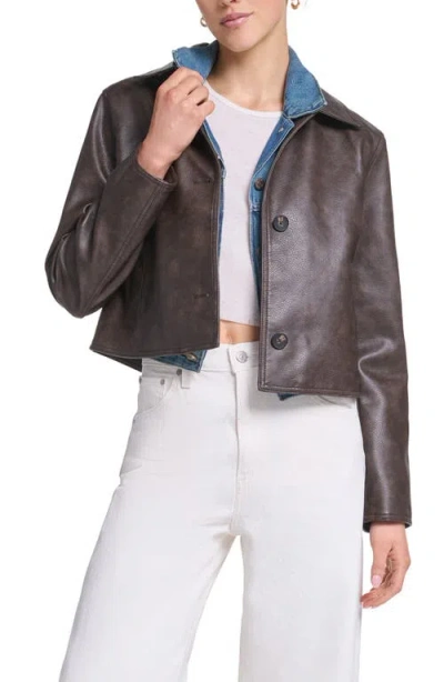 Levi's Crop Faux Leather Jacket In Brown