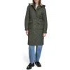 Levi's Diamond Quilted Hooded Long Coat In Green
