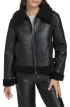 Levi's Faux Leather & Faux Shearling Bomber Jacket In Black
