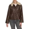Levi's Faux Leather Aviator Jacket With High Pile Fleece Collar
