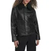 Levi's Faux Leather Aviator Jacket With High Pile Fleece Collar In Black