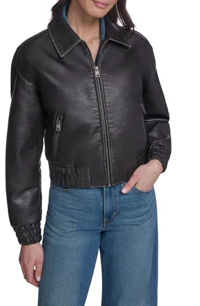 Levi's Faux Leather Bomber Jacket In Black