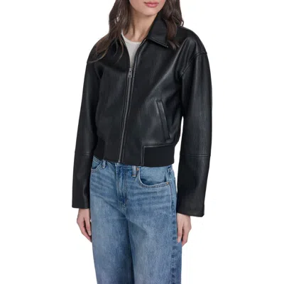 Levi's Faux Leather Bomber Jacket In Black