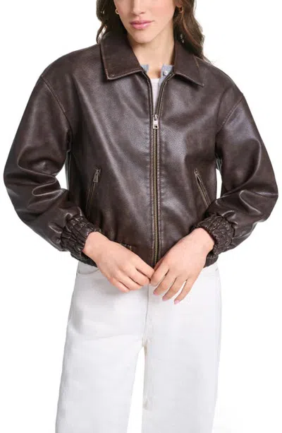 Levi's Faux Leather Bomber Jacket In Brown