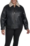 Levi's Faux Leather Bomber Jacket With Faux Shearling Collar In Black