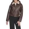Levi's Faux Leather Aviator Jacket With High Pile Fleece Collar In Brown