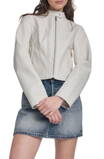 Levi's Faux Leather Racer Jacket In White