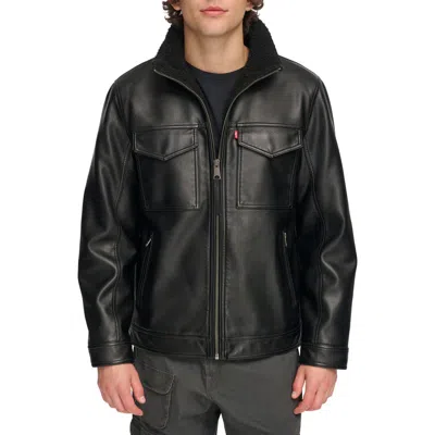 Levi's Faux Shearling Lined Rancher Jacket In Black