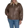 Levi's Faux Shearling Trim Faux Leather Western Bomber Jacket In Brown