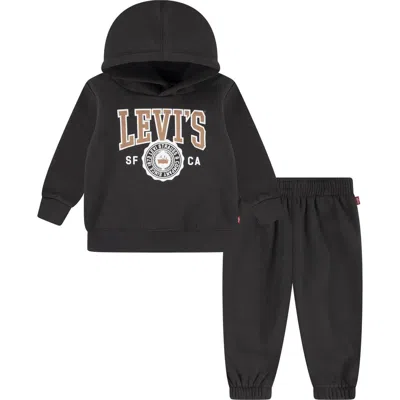 Levi's Babies'  Fleece Logo Hoodie & Joggers Set In Black