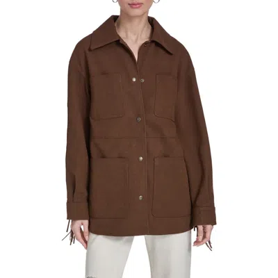 Levi's Fringe Faux Suede Chore Jacket In Brown