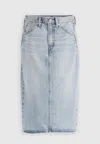Levi's High Rise Midi Skirt With Back Slit In Blue