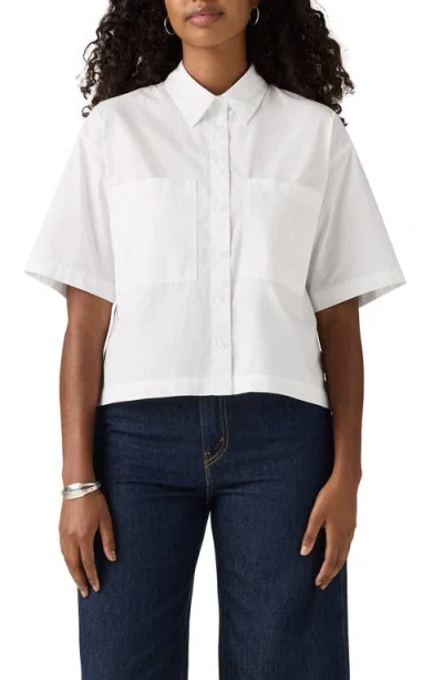 Levi's Harlie Short Sleeve Crop Cotton Poplin Button-up Shirt In White