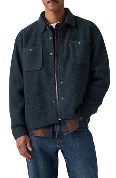 Levi's High Pile Fleece Worker Jacket In Blue