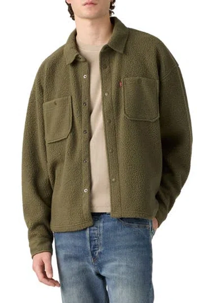 Levi's High Pile Fleece Worker Jacket In Green