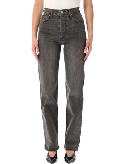 Levi's High-rise Straight-leg Jeans In Black