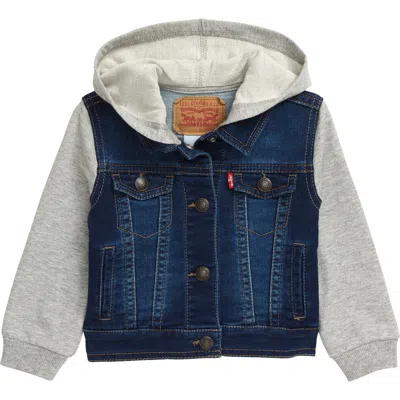 Levi's Babies'  Indigo Hooded Trucker Jacket In Multi