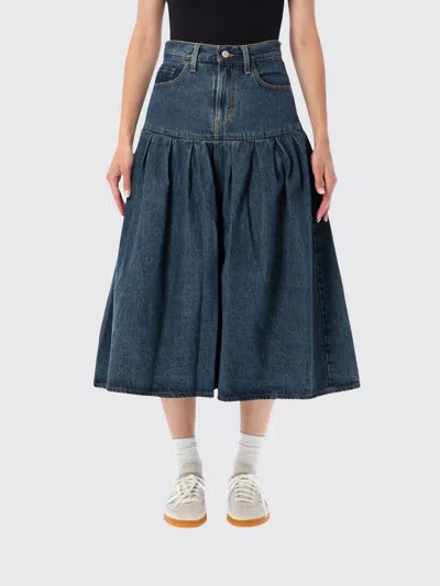 Levi's Pleated Denim Midi Skirt In Blue