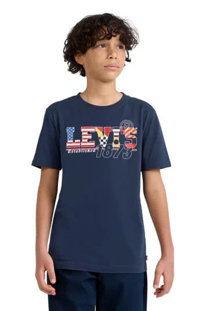Levi's Kids' 1873 Logo Graphic T-shirt In Blue