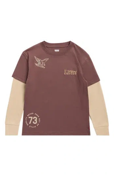 Levi's Kids' Eagle Graphic Layered Look T-shirt In Shopping Bag