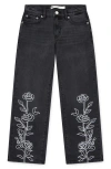 Levi's Kids' Embroidered Wide Leg Jeans In Black