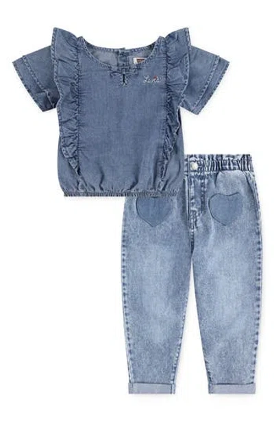 Levi's Kids' Heart Pocket Denim Top And Jeans Set In Blue