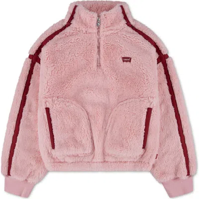 Levi's Kids' High-pile Fleece Half Zip Pullover In Brown